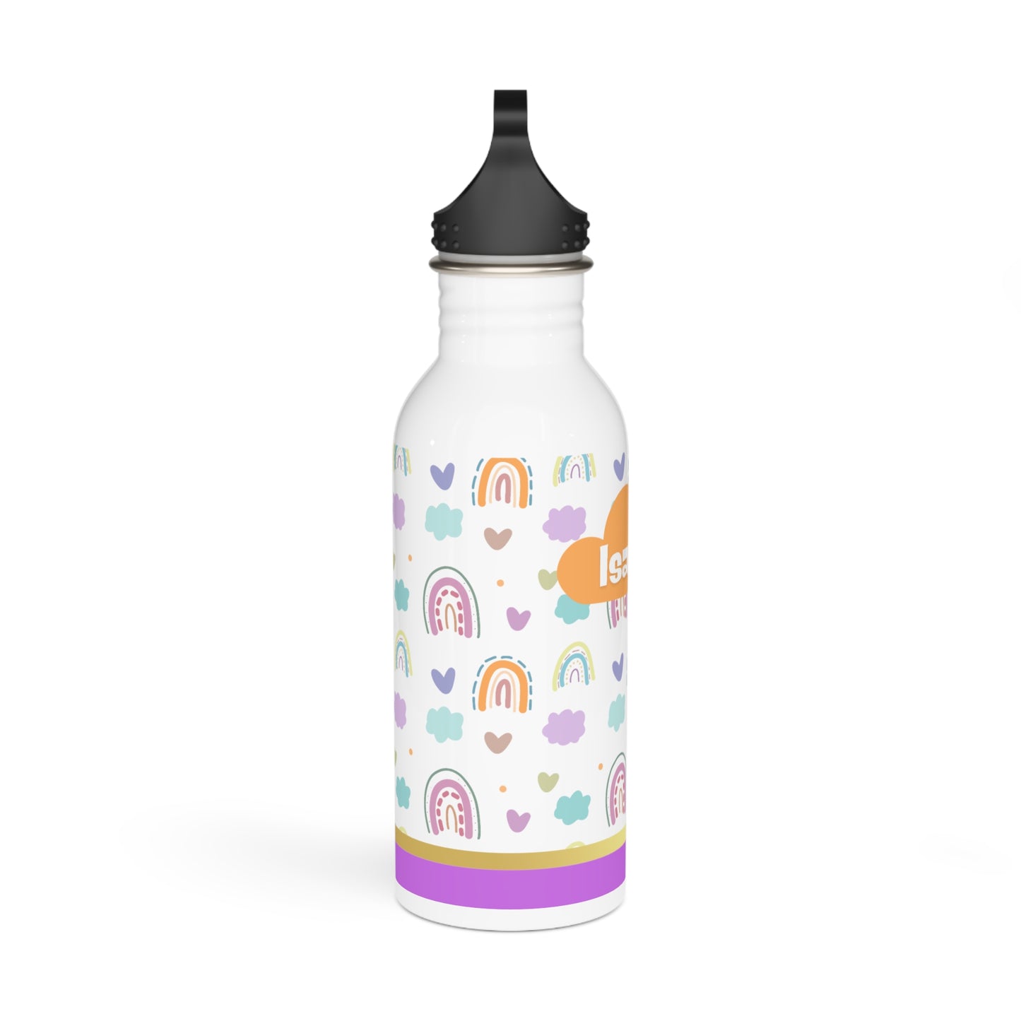 Personalized Water Bottle with Rainbows 20oz