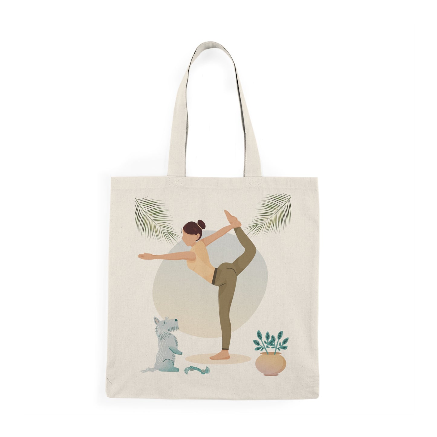 Yoga Girl and dog Natural Cotton Tote Bag, Pet Owner Gift, Yoga gift, Cat Lover, Animal Lover
