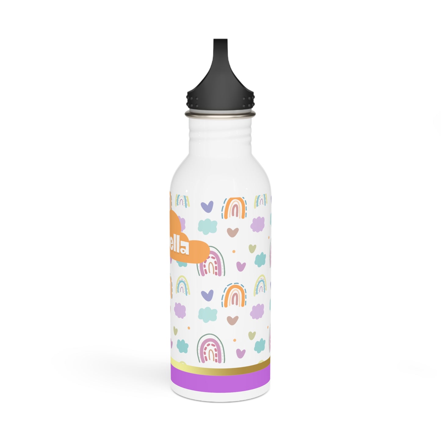 Personalized Water Bottle with Rainbows 20oz