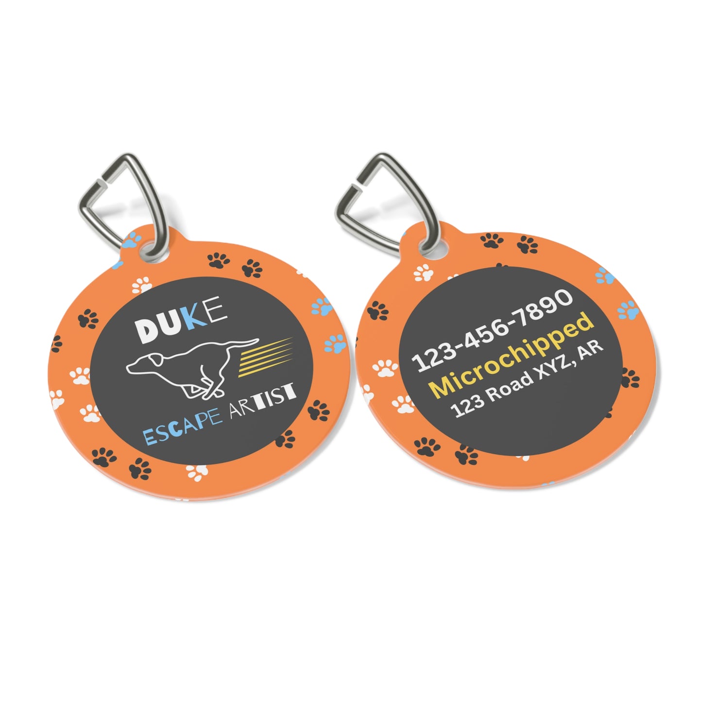 Pet Tag - Escape Artist in Orange