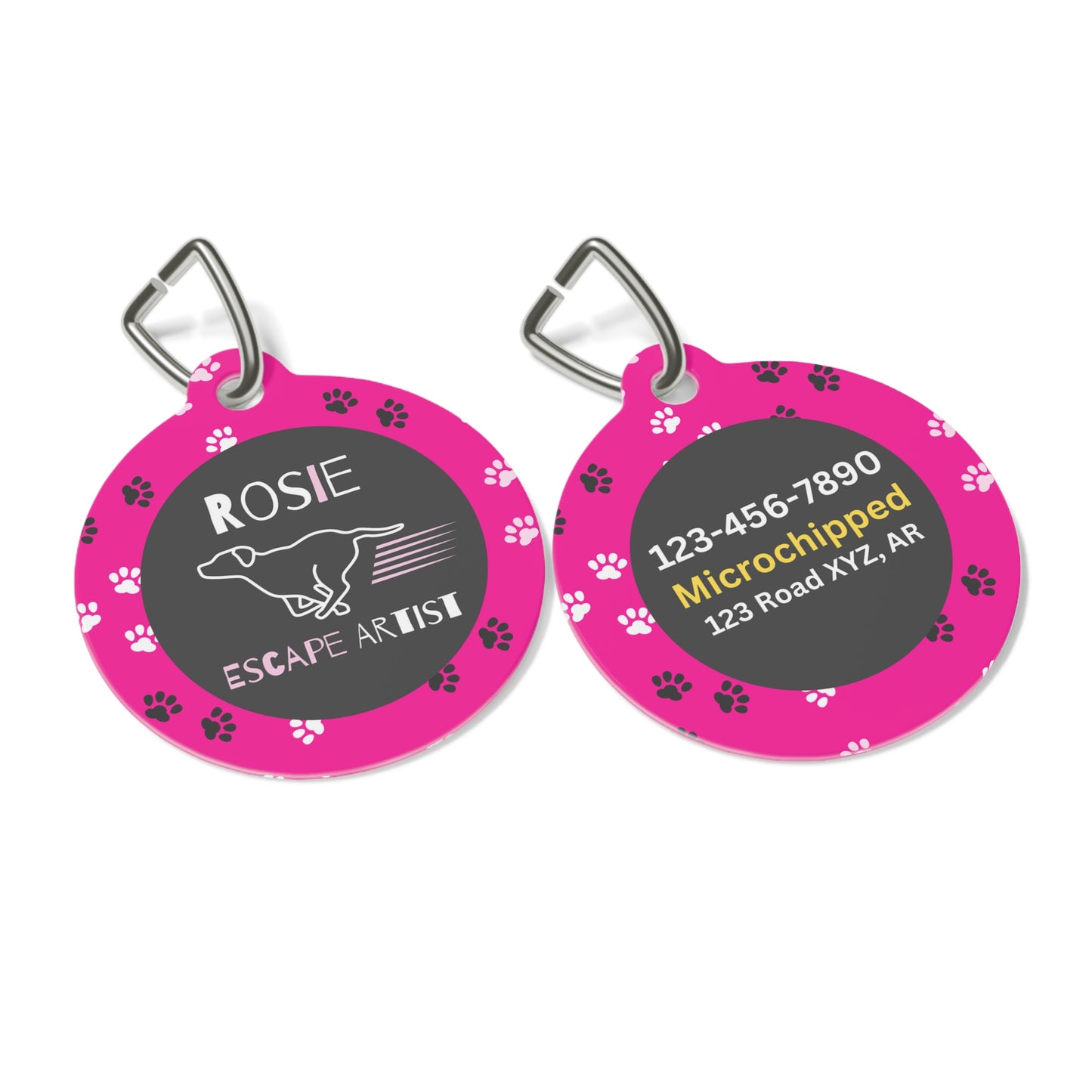 Pet Tag - Funny Escape Artist in Pink for Dogs