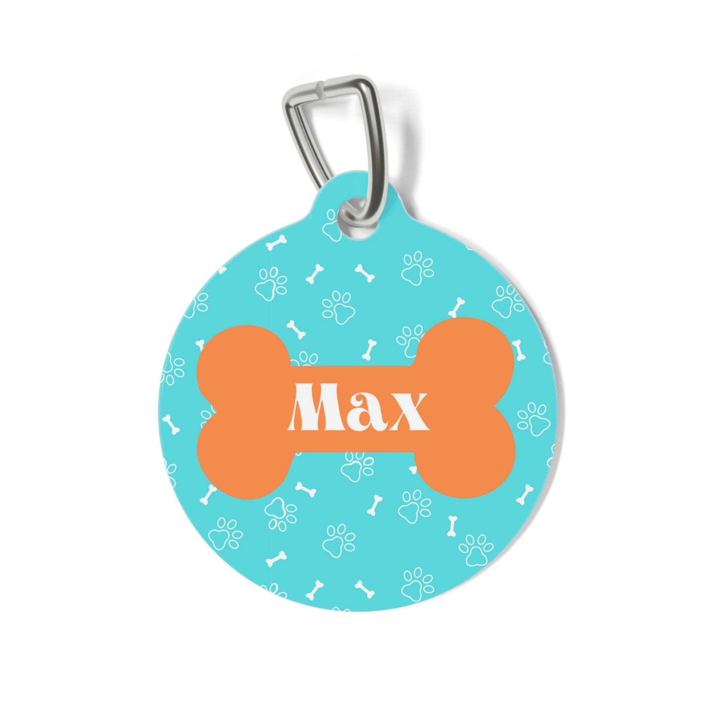 Dog Bone Pattern in Aqua and Orange Pet Tag