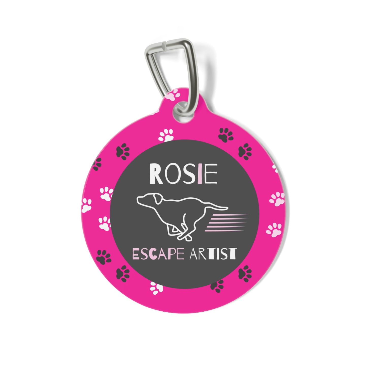 Pet Tag - Funny Escape Artist in Pink for Dogs