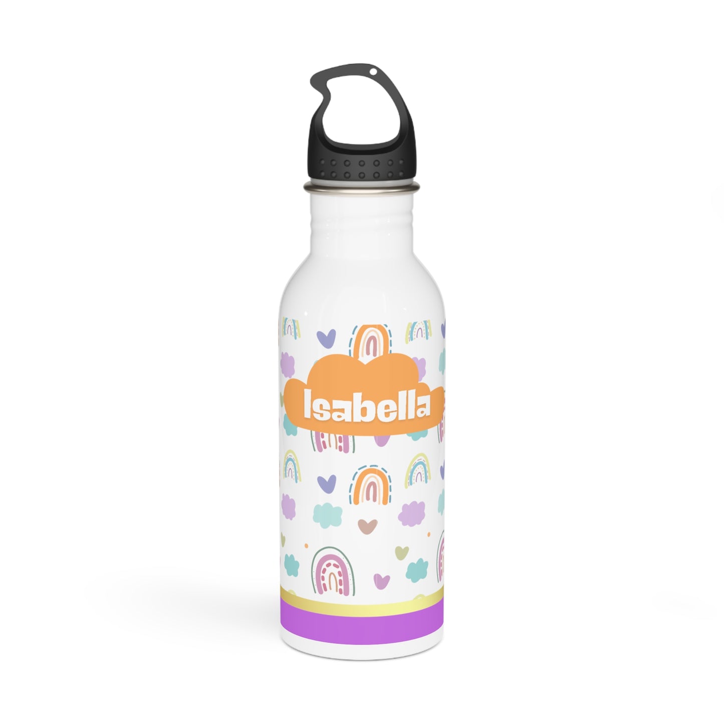 Personalized Water Bottle with Rainbows 20oz