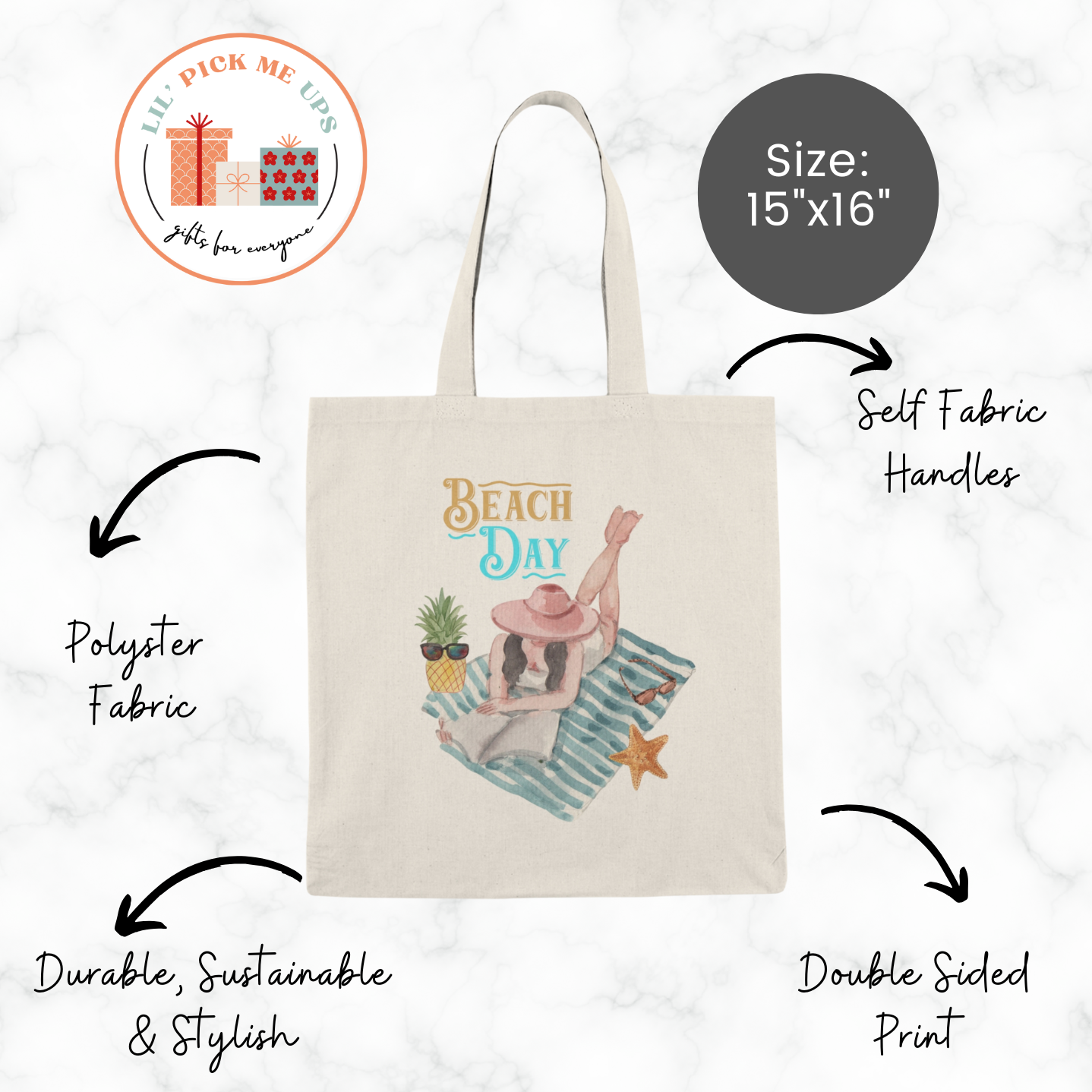 Beach Day Cotton Canva Tote Bag