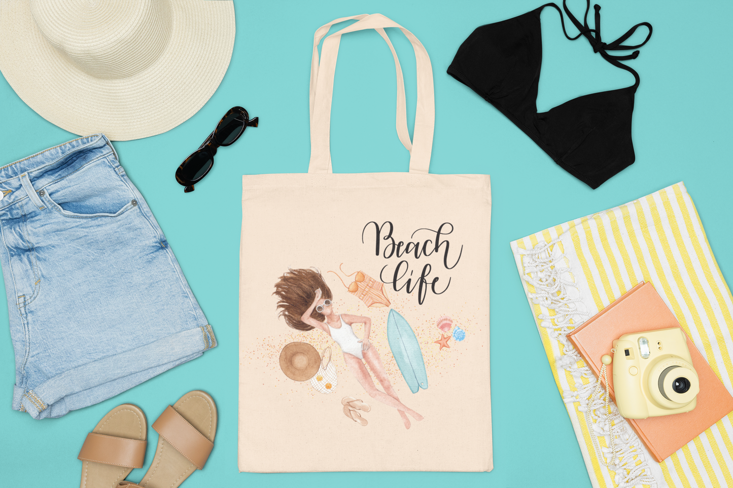 Beach Life Cotton Canva Tote Bag
