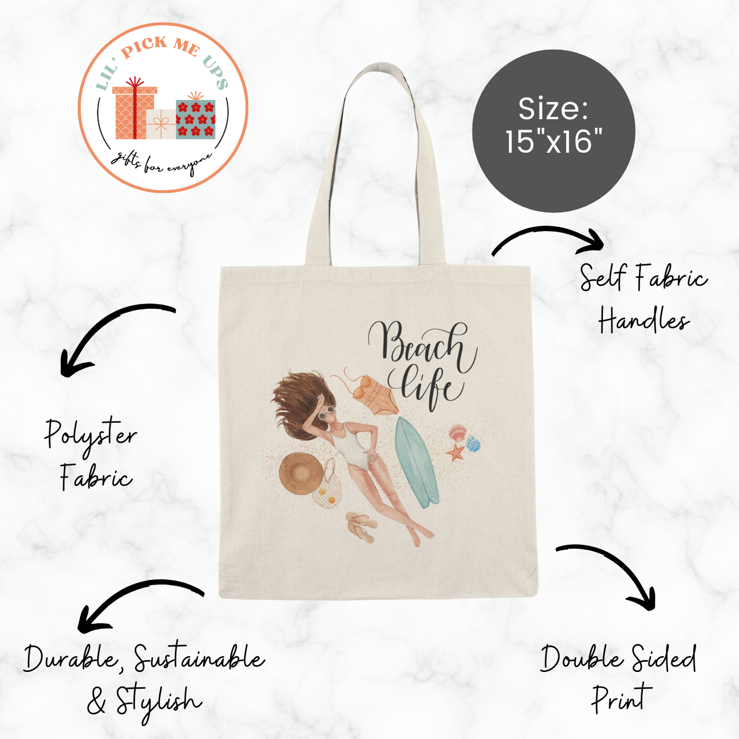 Beach Life Cotton Canva Tote Bag