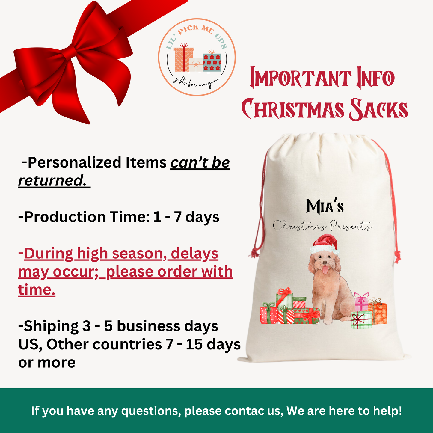 Personalized Christmas Gift Bag Sack