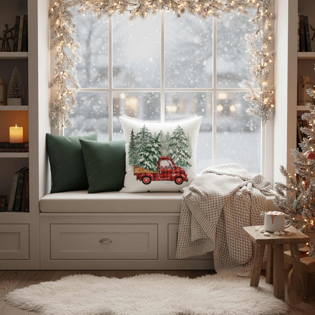 Christmas Truck Decorative Pillow