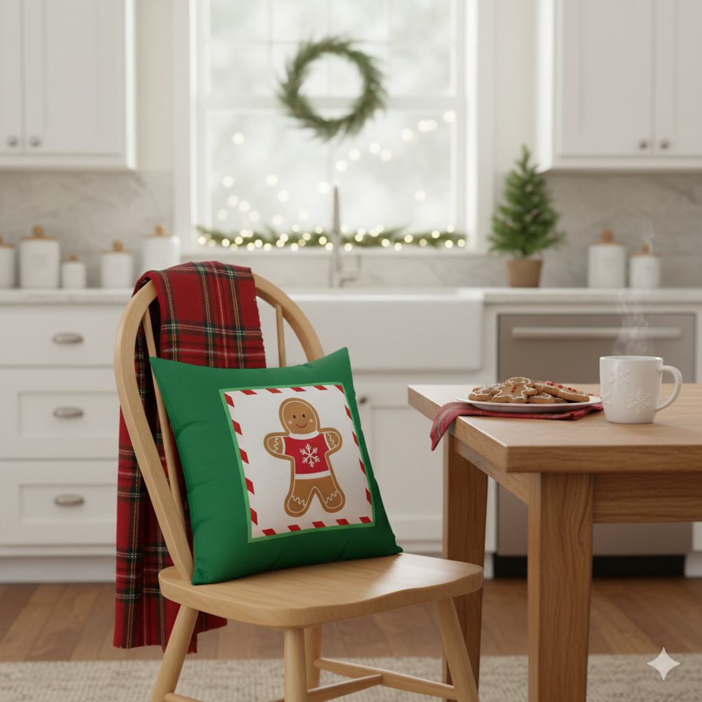 Gingerbread Man Decorative Pillow