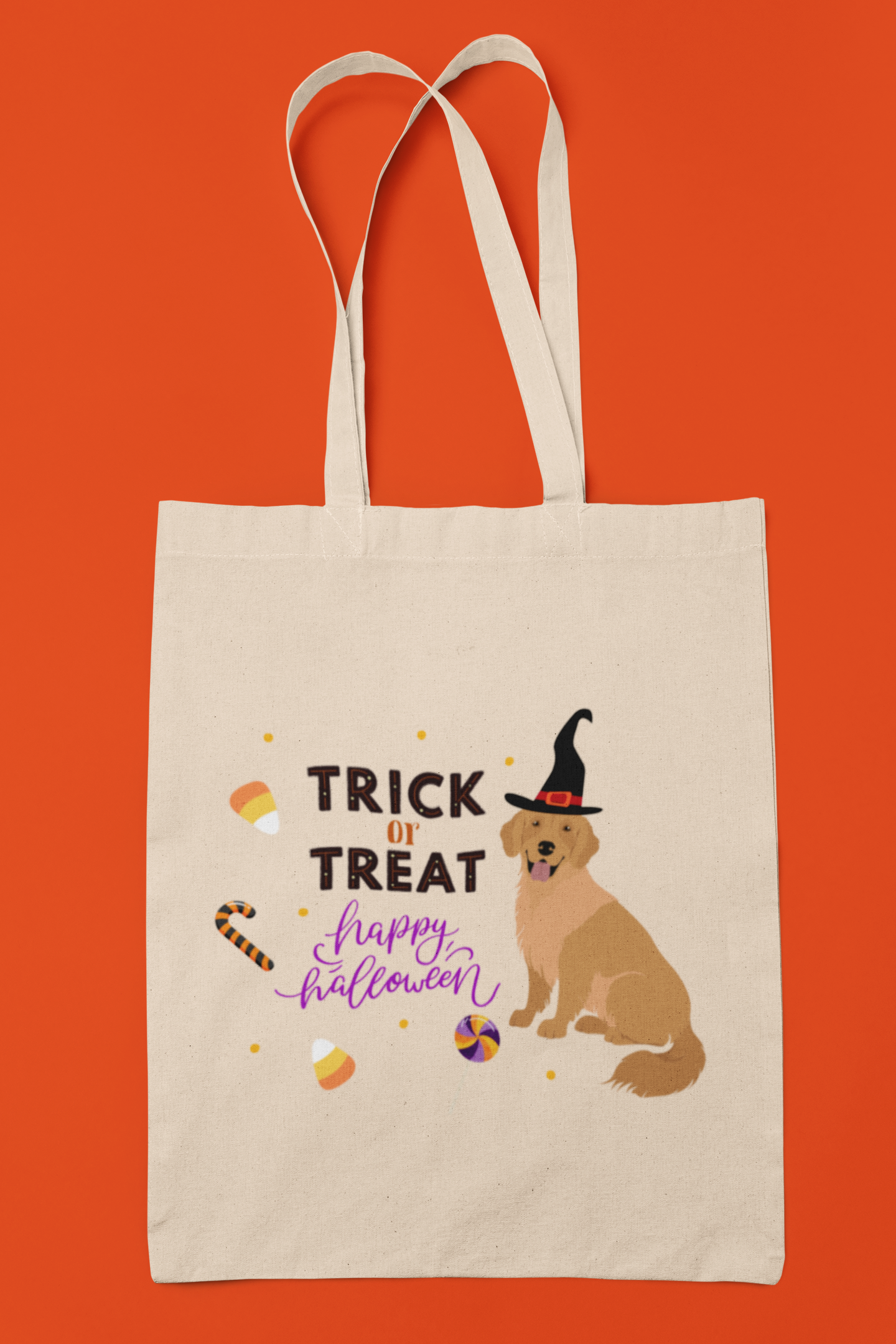 Halloween Dog Tote Bag, Trick or Treat Candy Bag