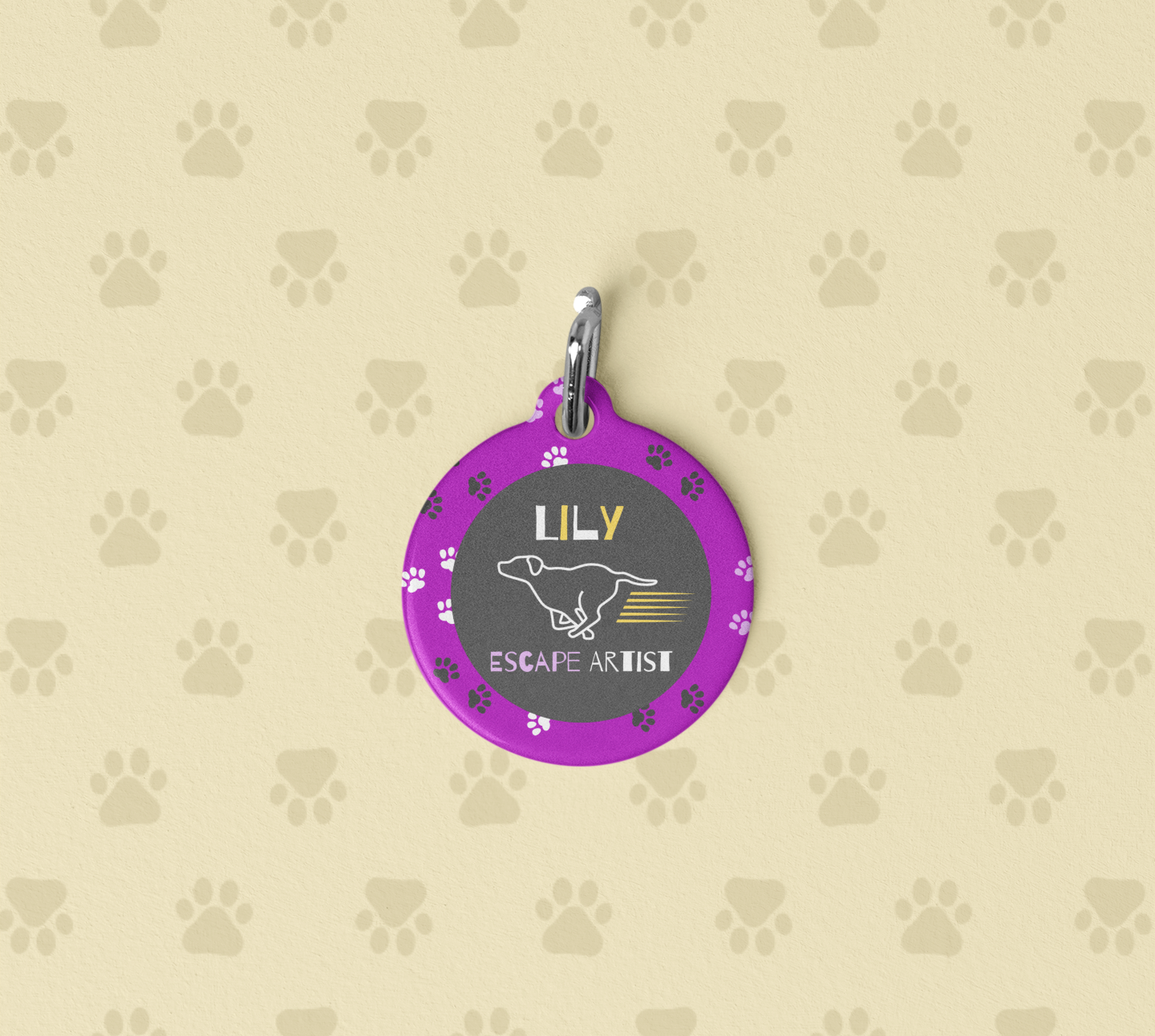 Pet Tag - Escape Artist in Purple