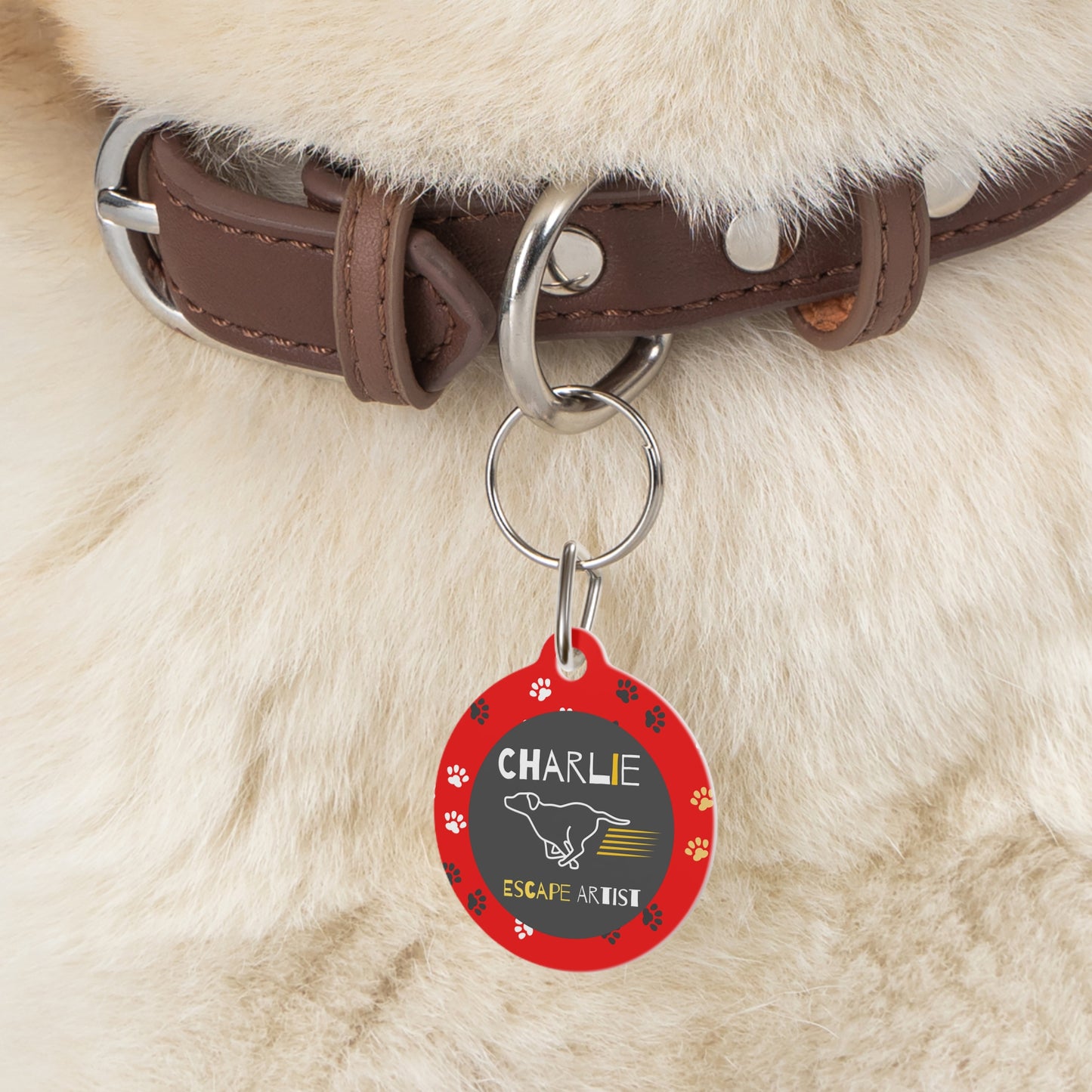 Pet Tag - Escape Artist in Red