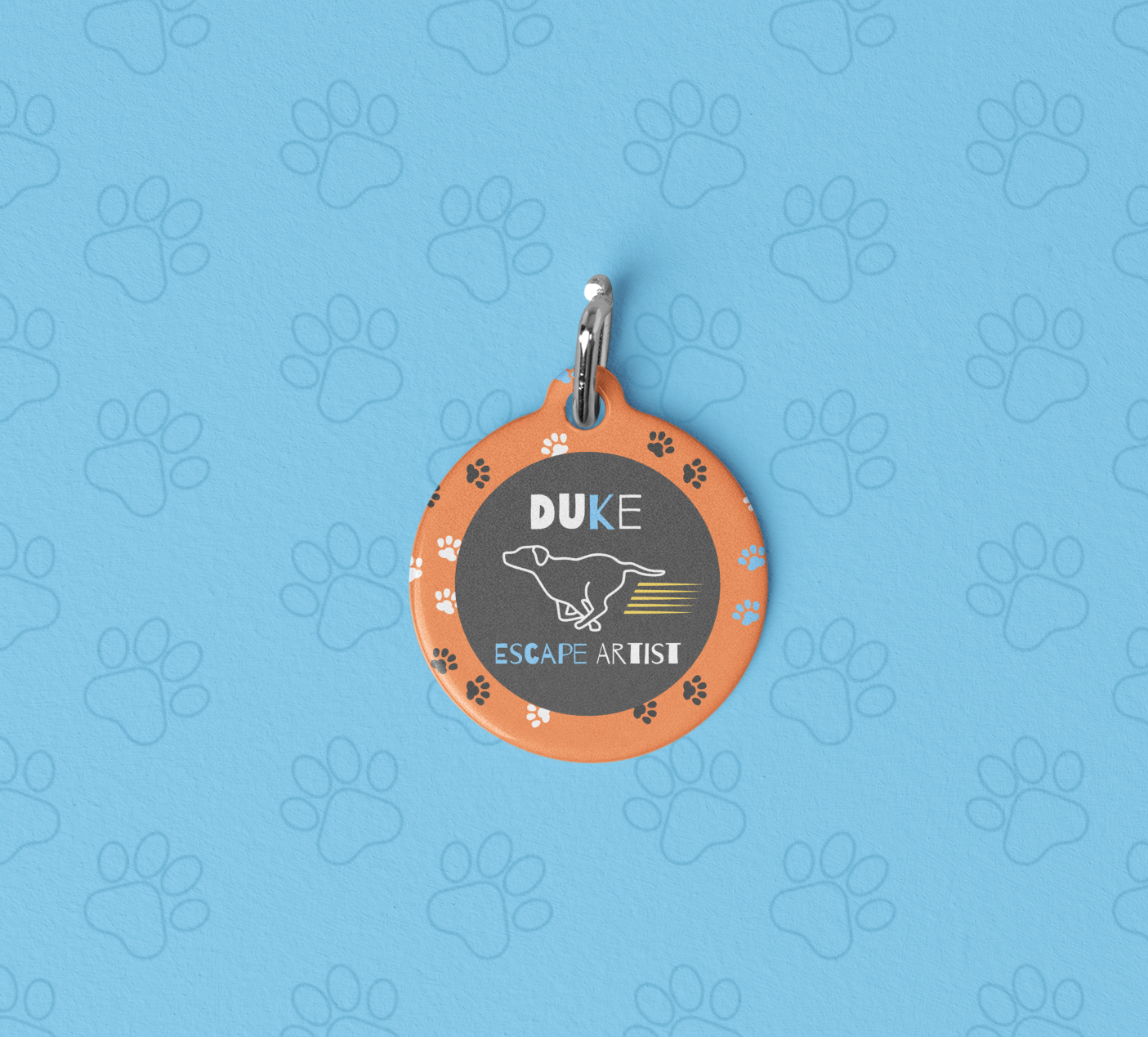 Pet Tag - Escape Artist in Orange