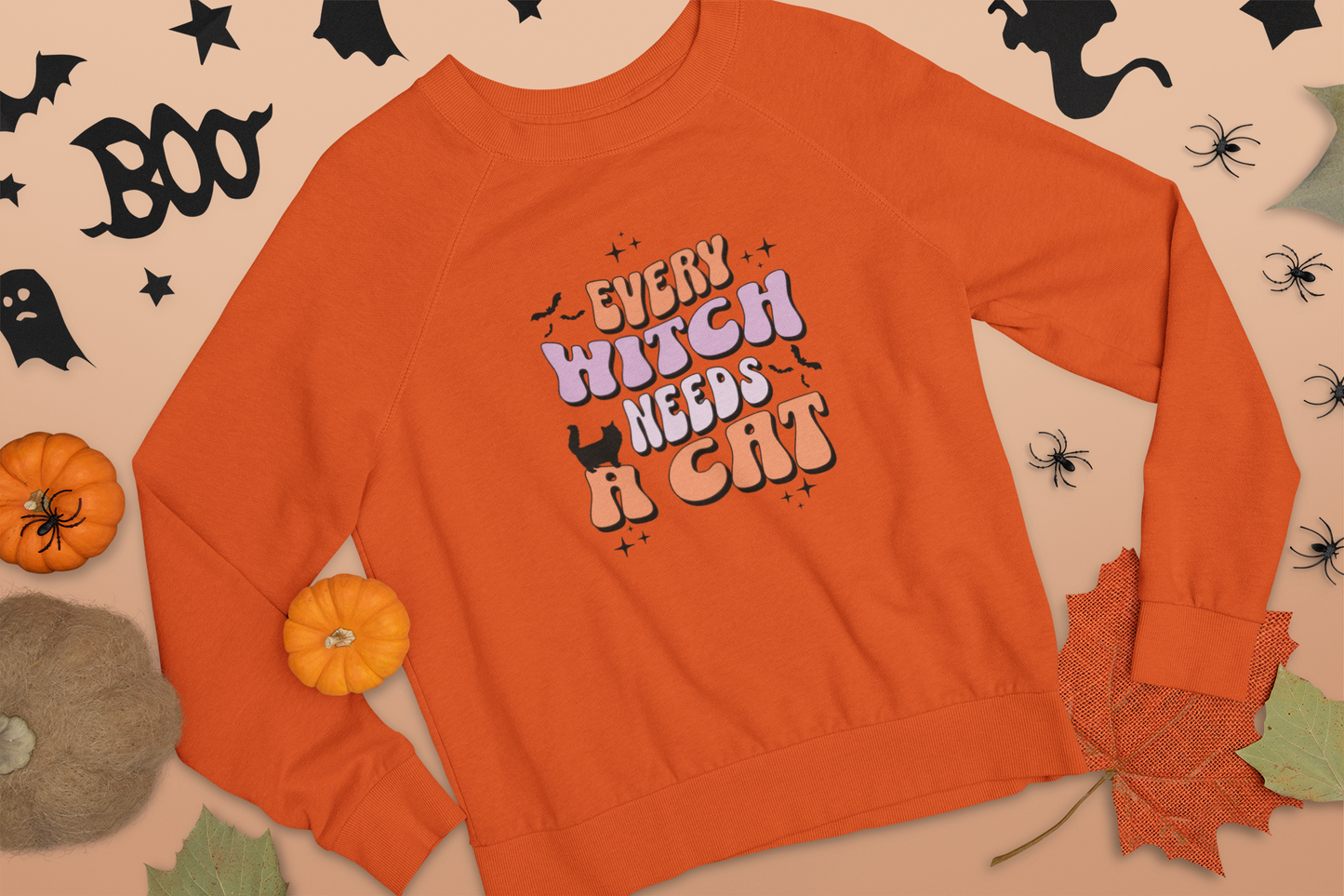 Every Witch Needs a Cat Halloween Crewneck Sweatshirt