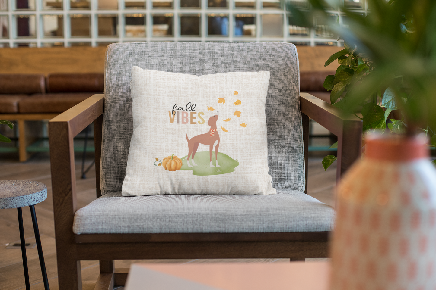 Fall Vibes with Dog Decorative Pillow