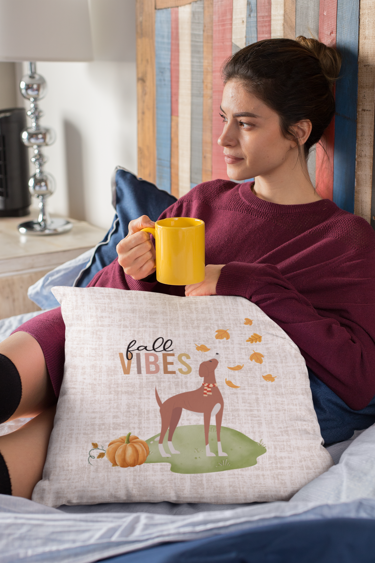 Fall Vibes with Dog Decorative Pillow