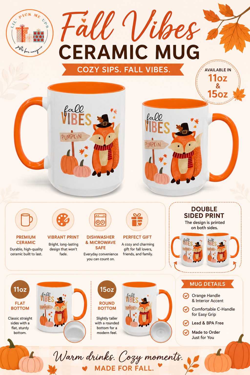 Fall Vibes Fox Mug – Cute Autumn Coffee Mug