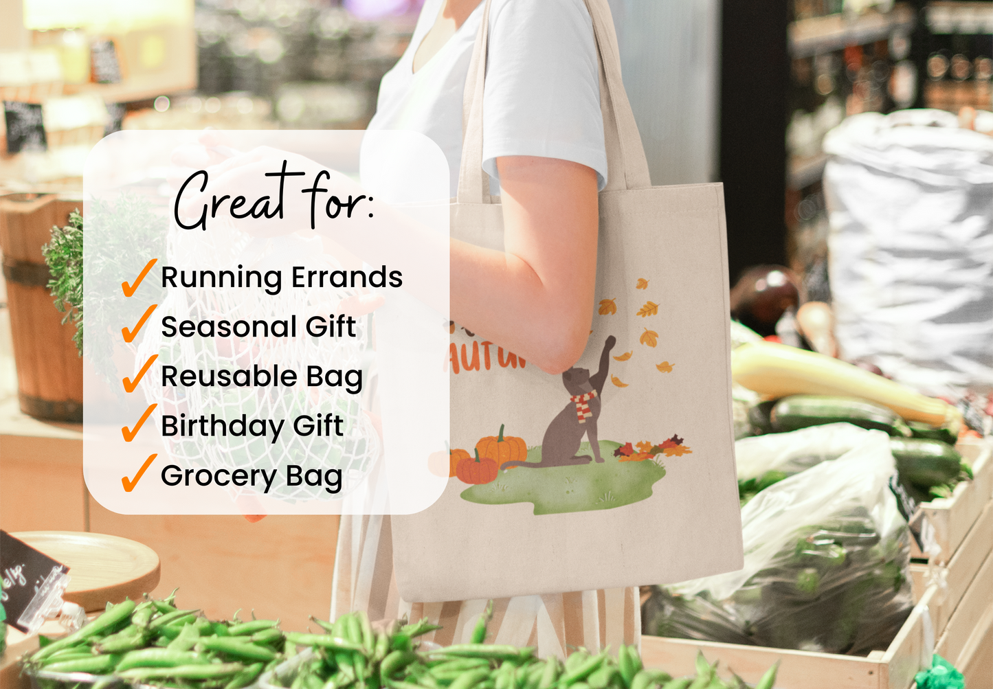 Hello Autumn Cat Tote Bag