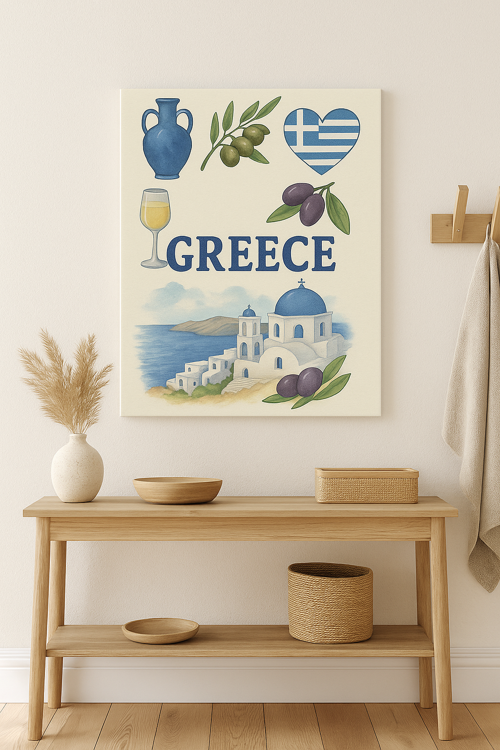 Greek Inspired Canvas Wall Art, Mediterranean Home Decor