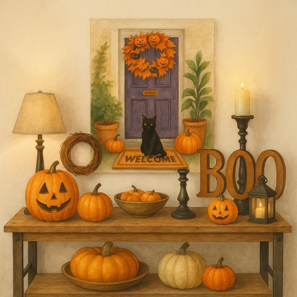 Halloween Black Cat Welcome Entrance - Canvas Wall Art