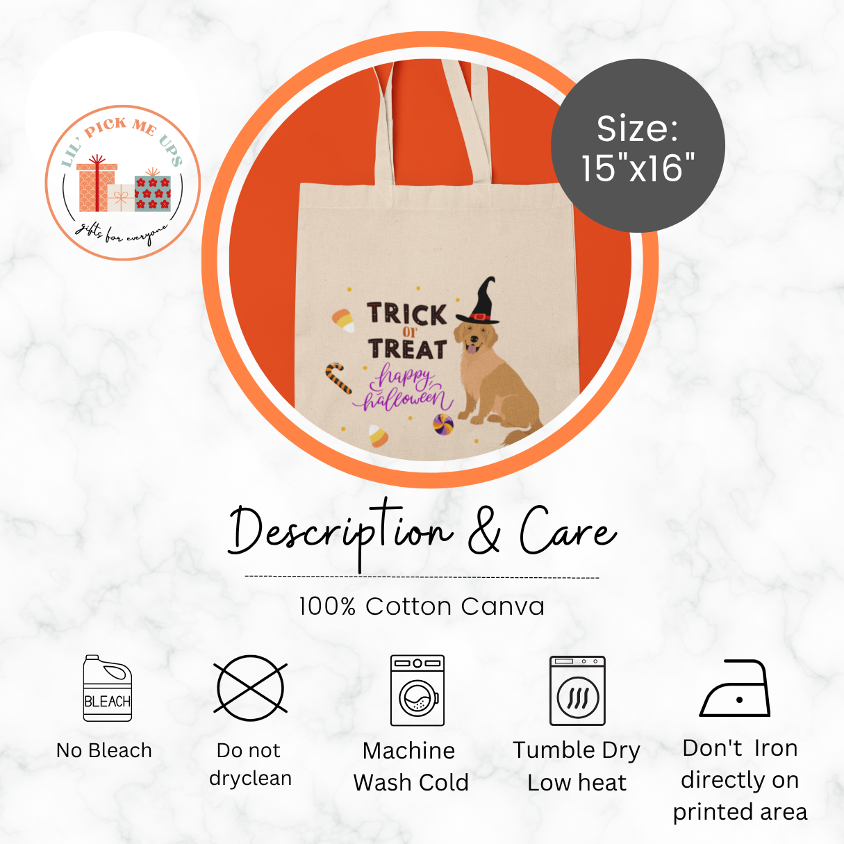 Halloween Dog Tote Bag, Trick or Treat Candy Bag