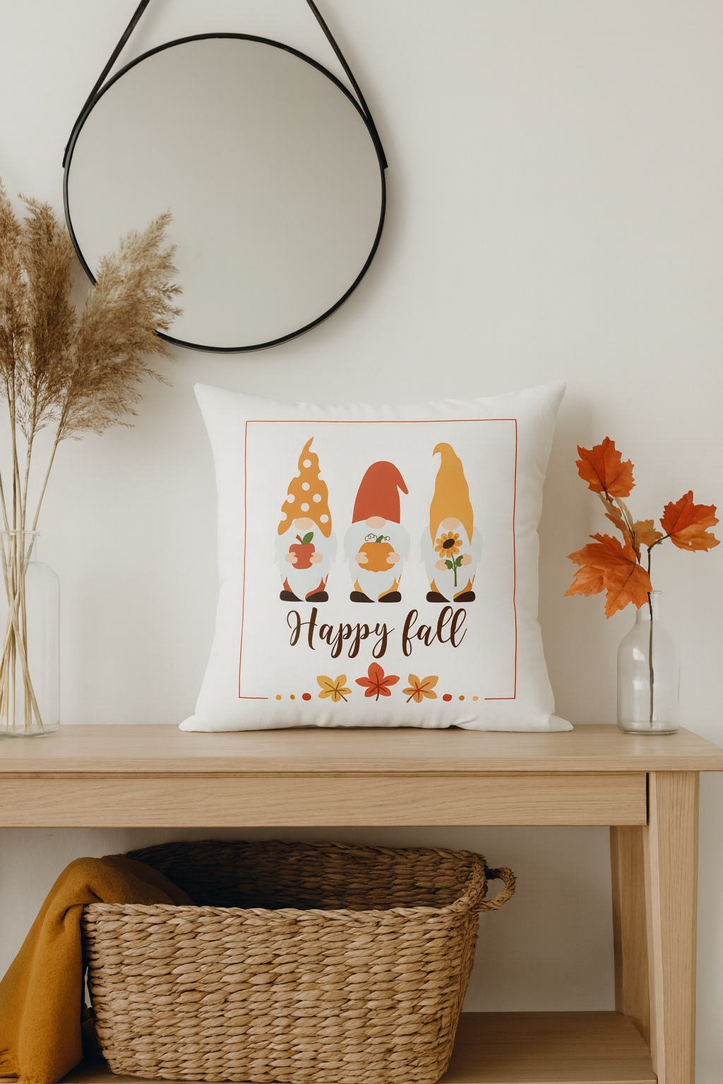 Happy Fall Gnomes Decorative Throw Pillow