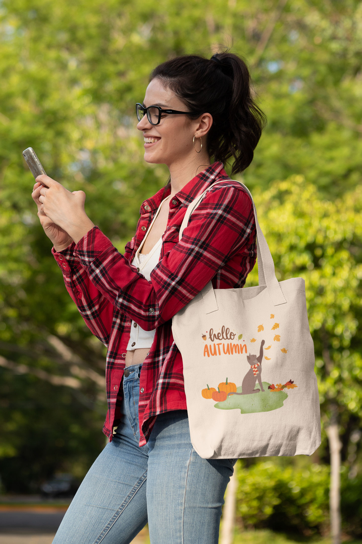 Hello Autumn Cat Tote Bag