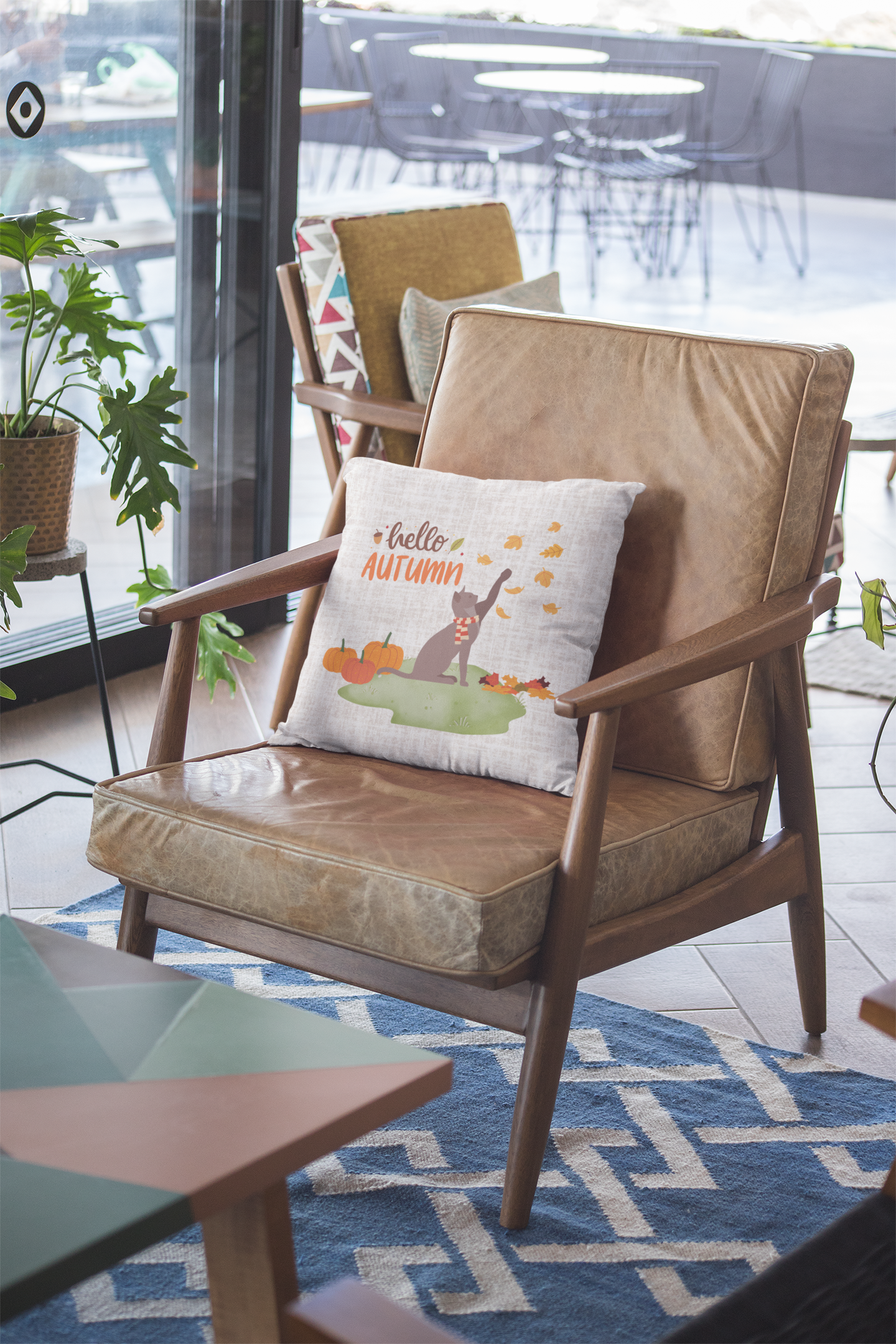 Fall Vibes Cat Decorative Pillow