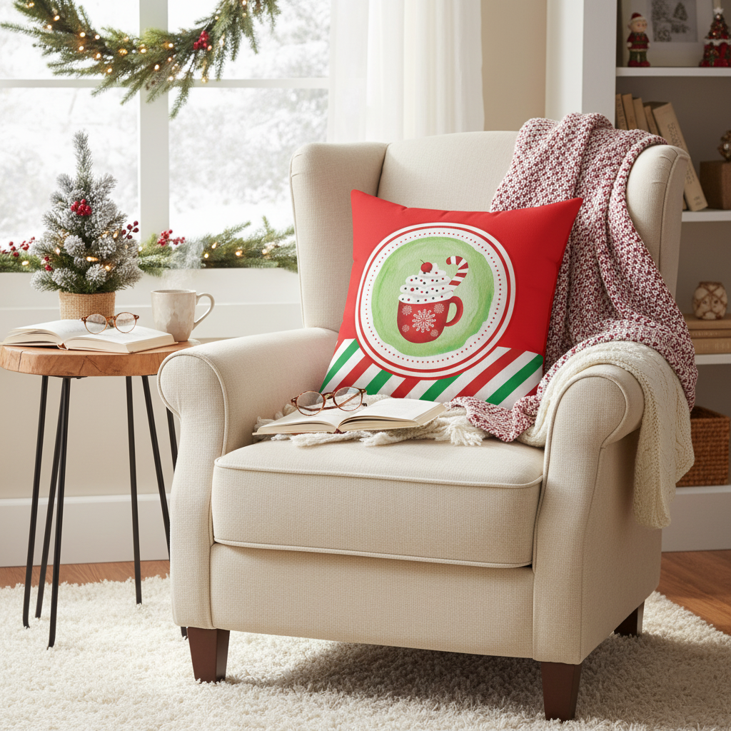 Hot Cocoa Christmas Decorative Pillow