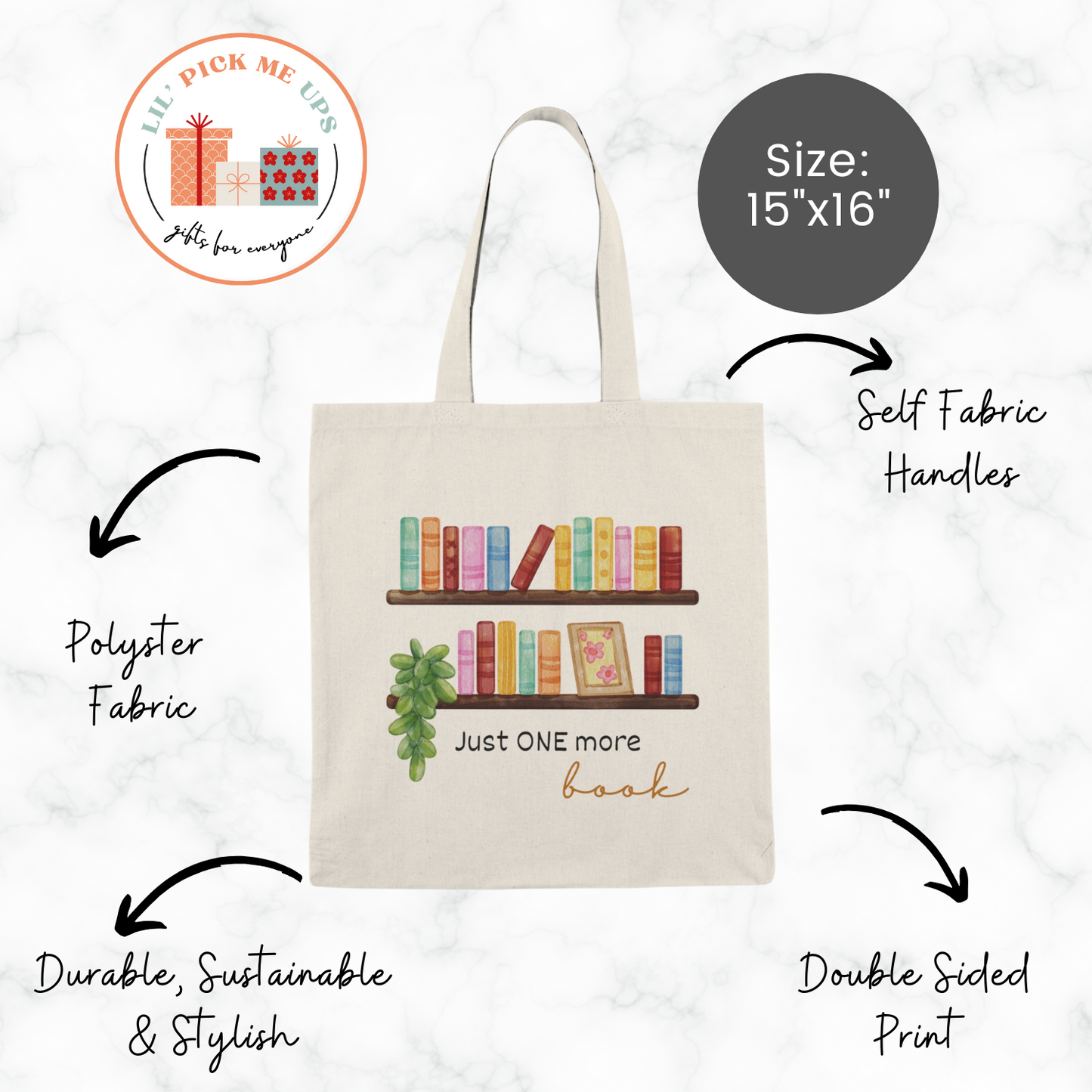 Just One More Book Natural Tote Bag