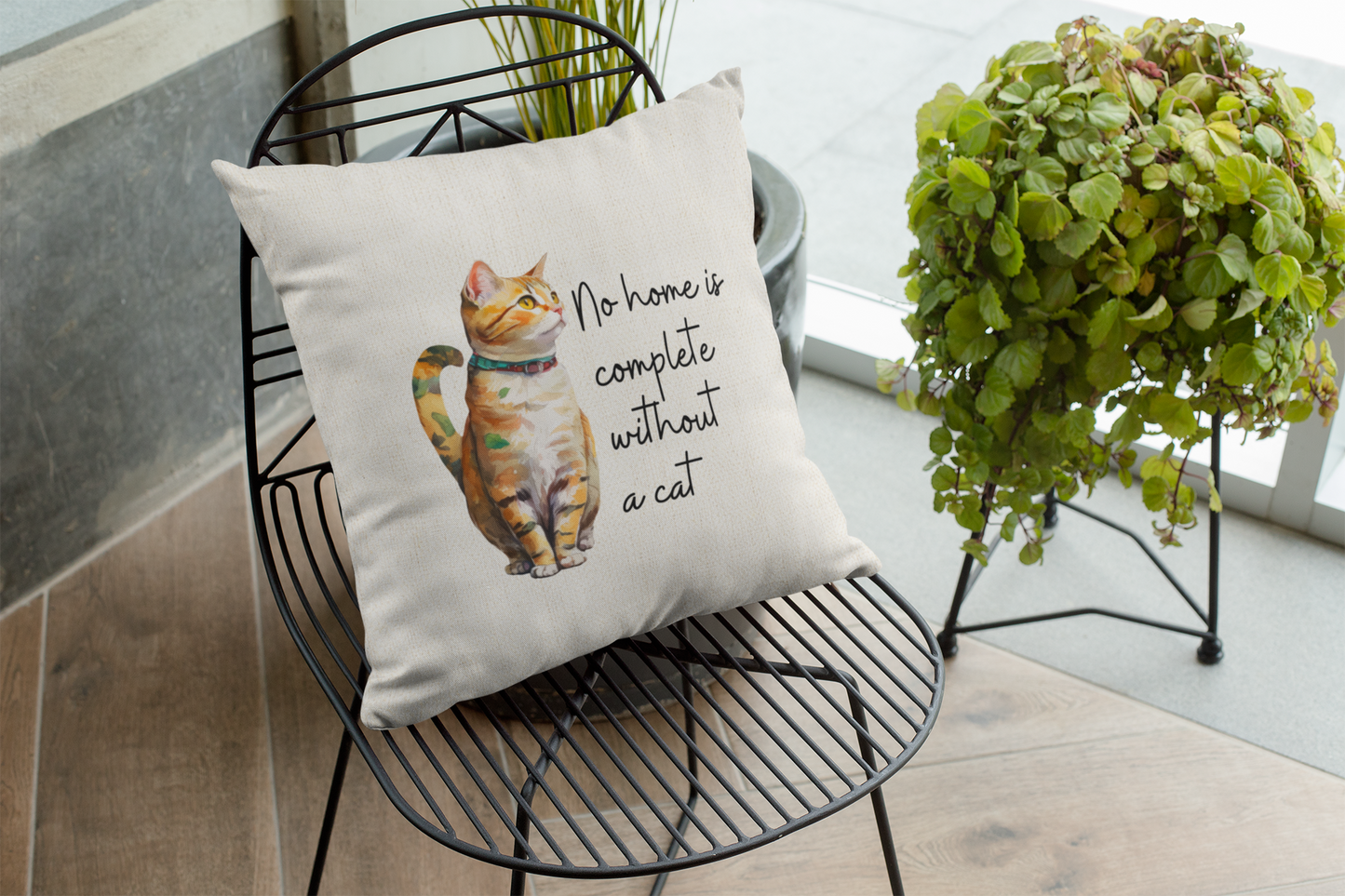 Cat Square Pillow - No Home is Complete Without a Cat