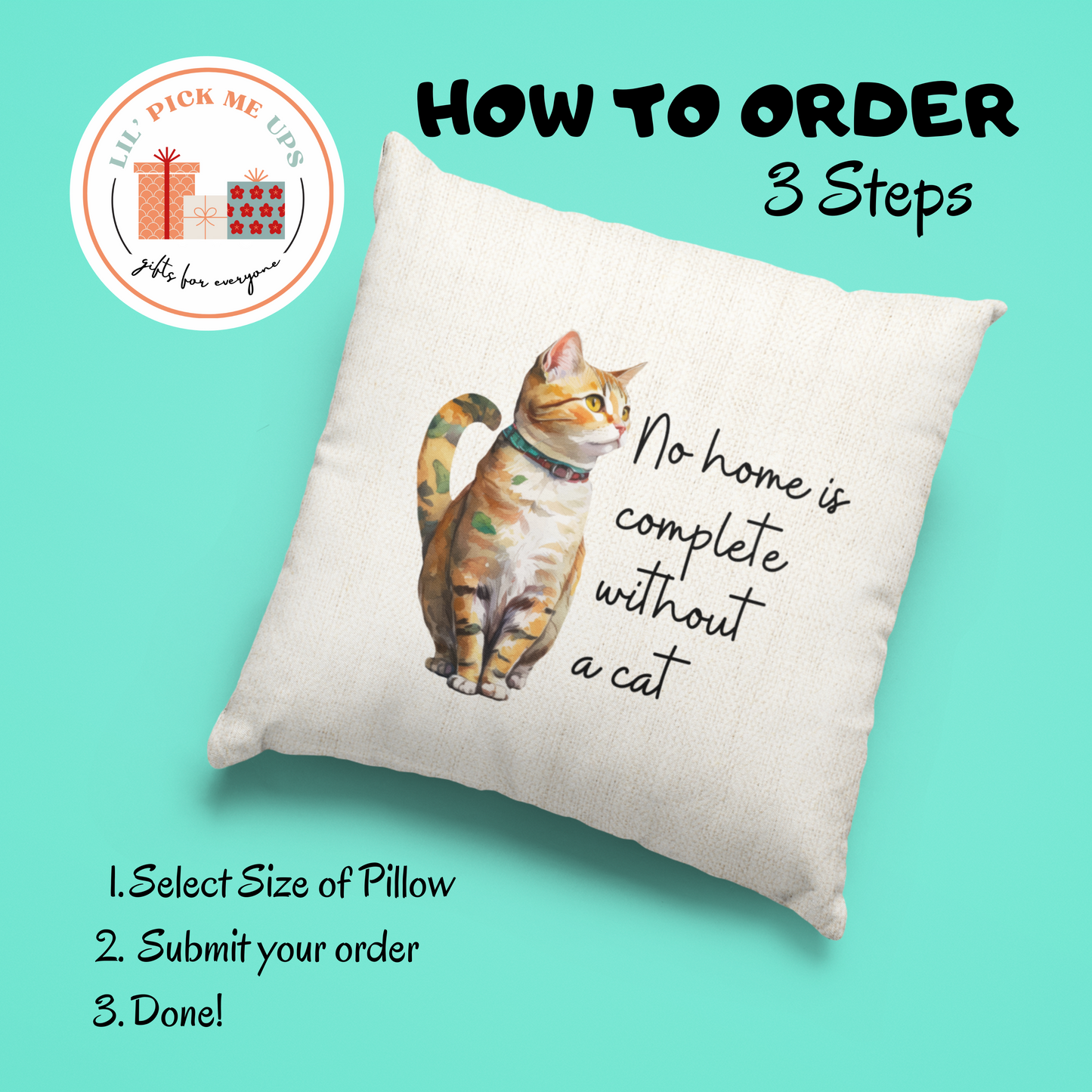 Cat Square Pillow - No Home is Complete Without a Cat