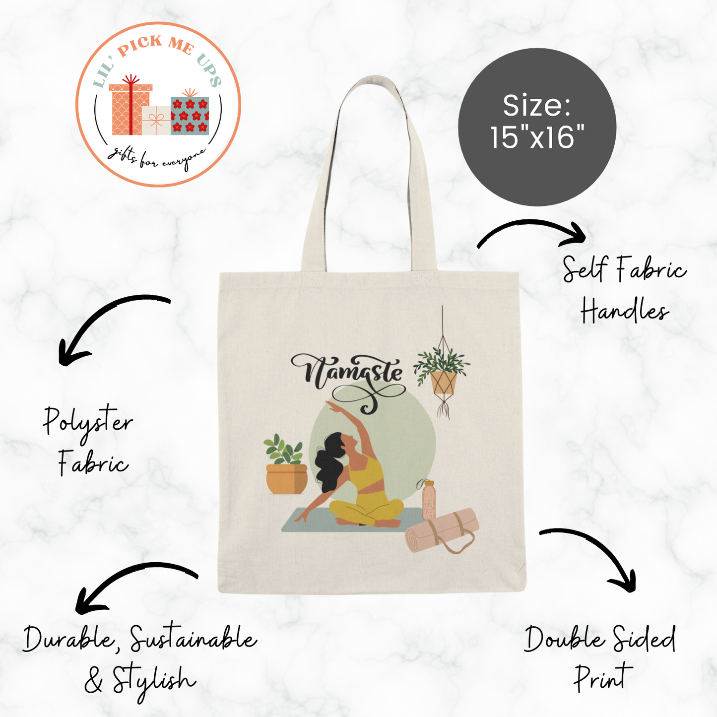 Namaste Yoga Girl Natural Tote Bag