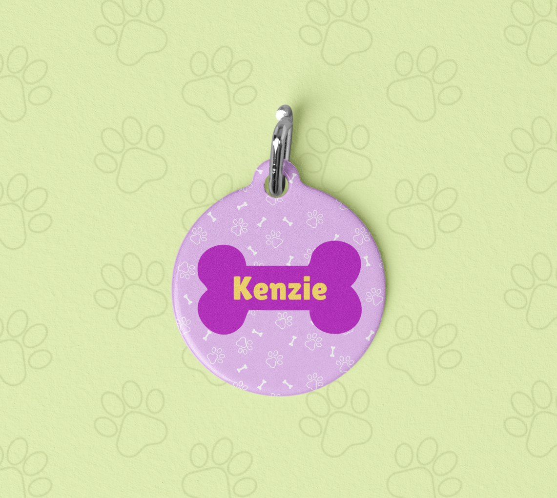 Pet Tag - Purple Dog Bone