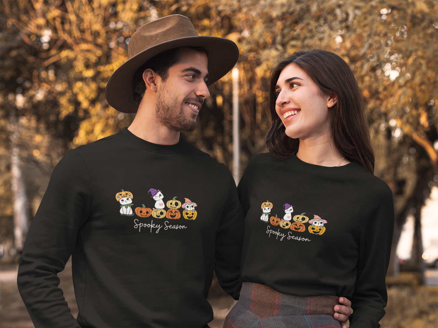 Spooky Season Cats Design Unisex Crewneck Sweatshirt