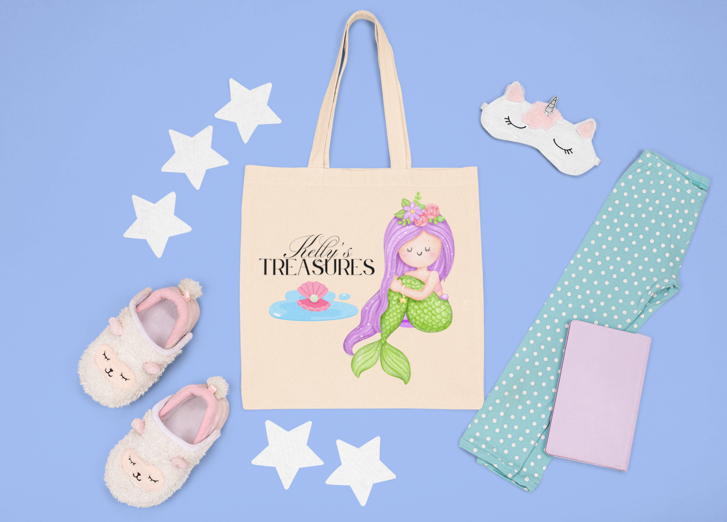 Personalized Kids Mermaid Tote Bag