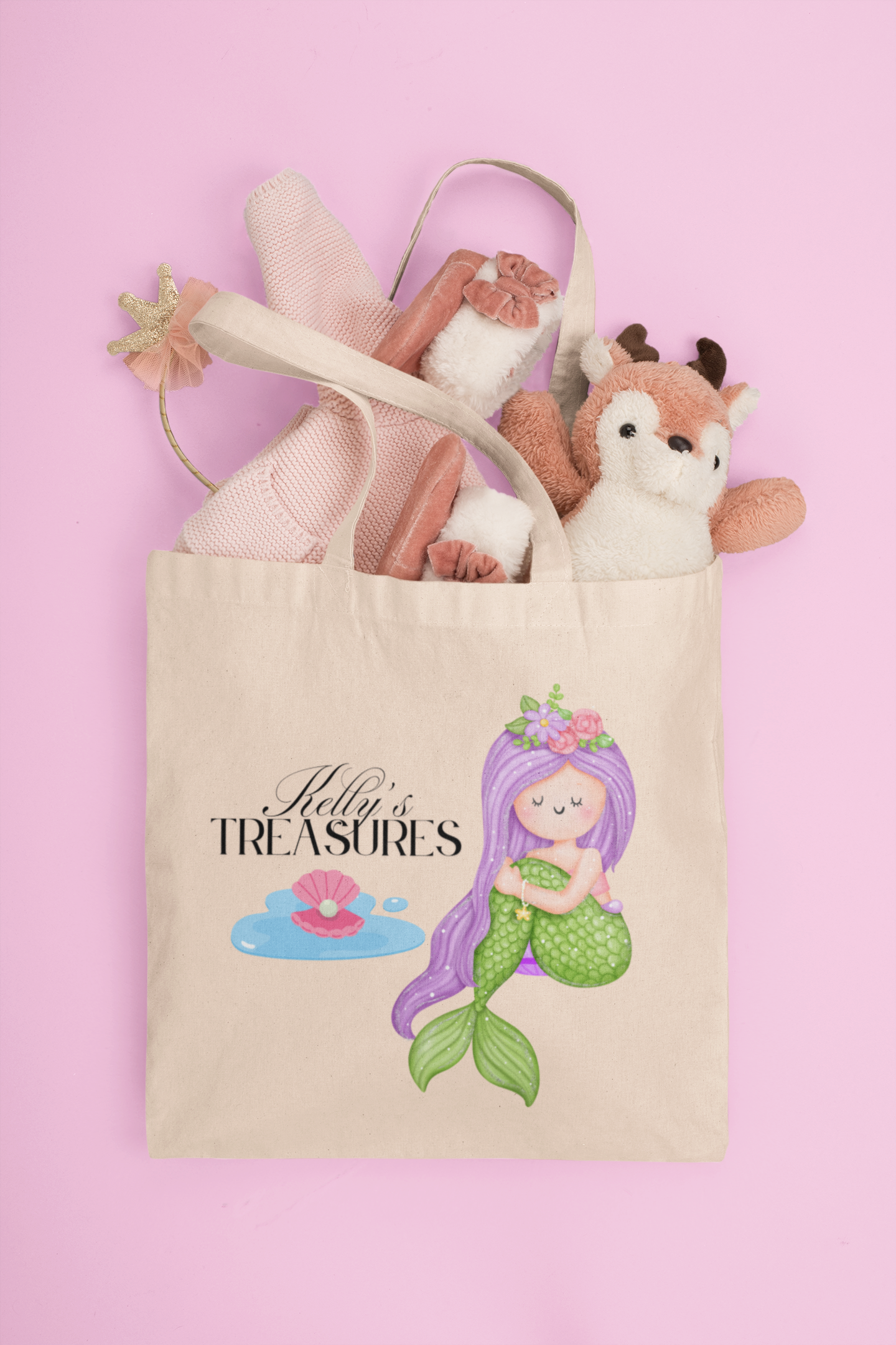 Personalized Kids Mermaid Tote Bag