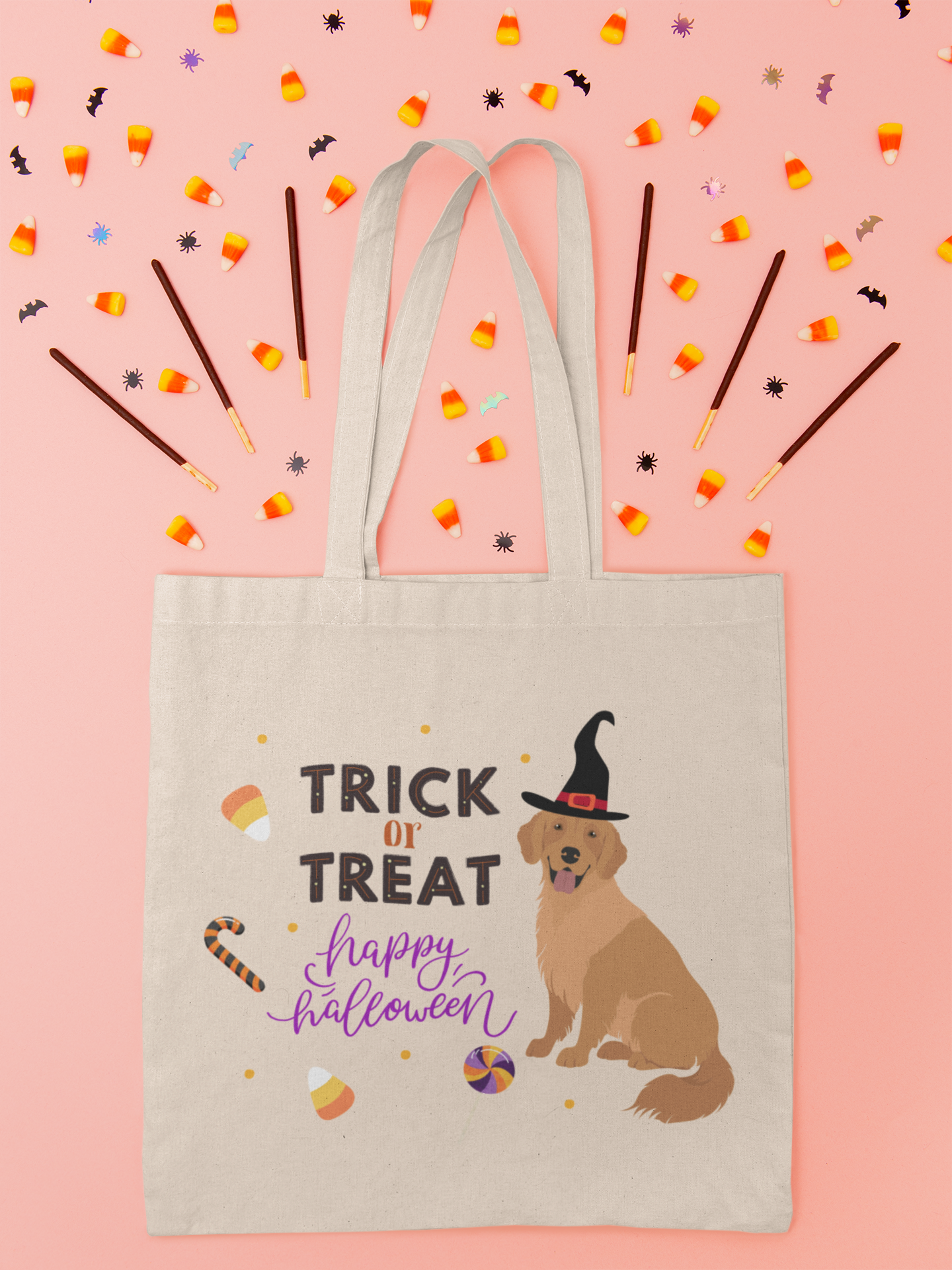 Halloween Dog Tote Bag, Trick or Treat Candy Bag