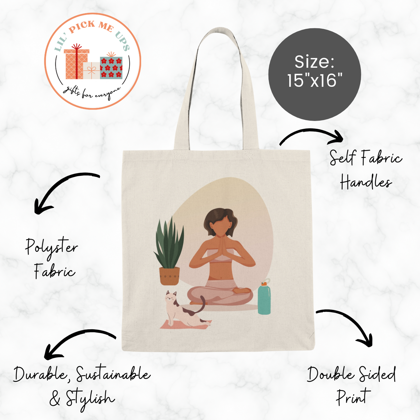 Yoga Girl with Cat Natural Tote Bag