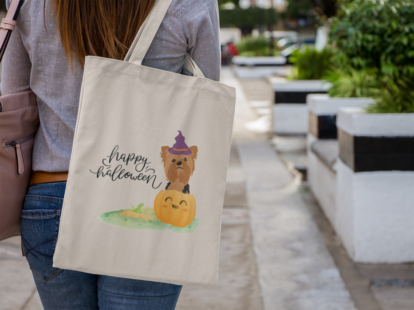 Halloween Yorkshire Dog Tote Bag