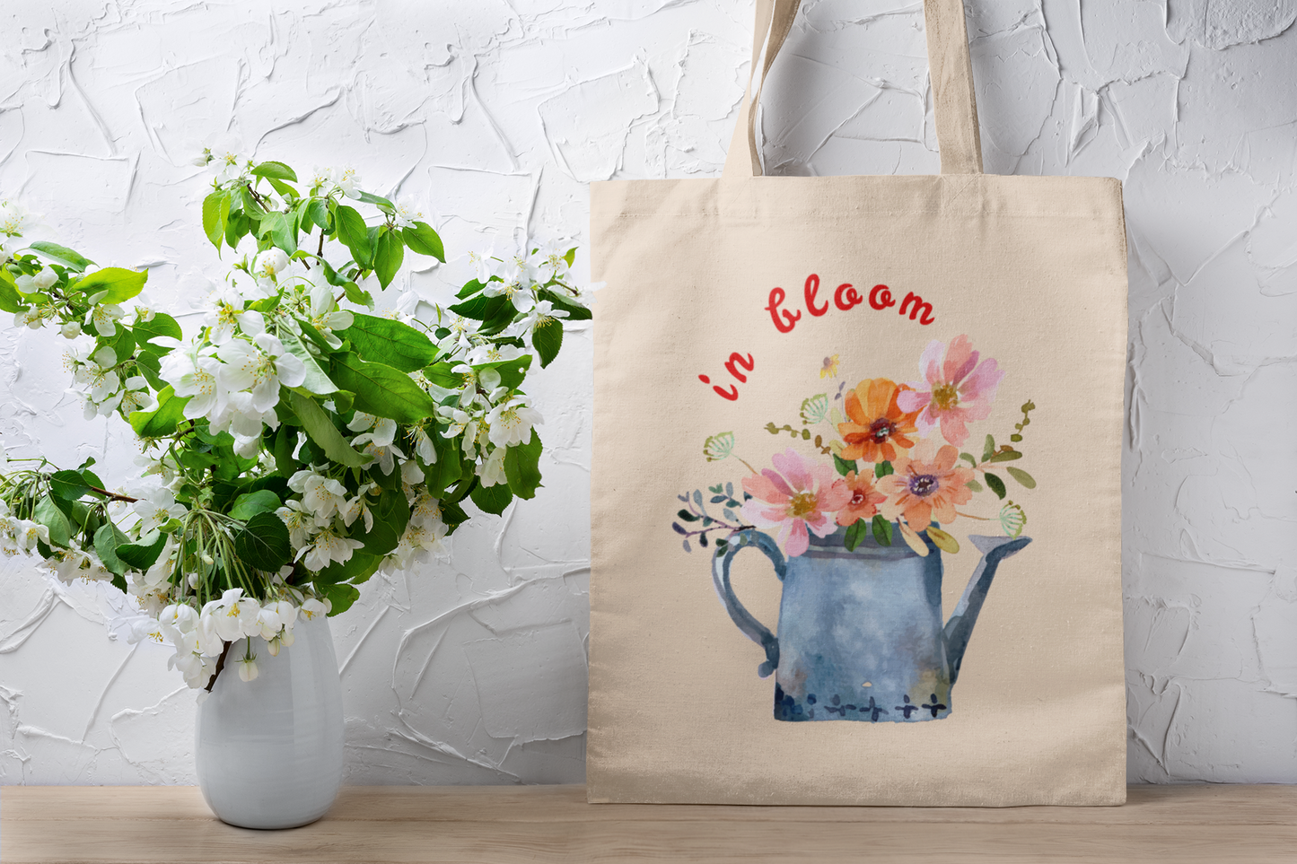 In bloom Natural Cotton Canva Floral Tote Bag