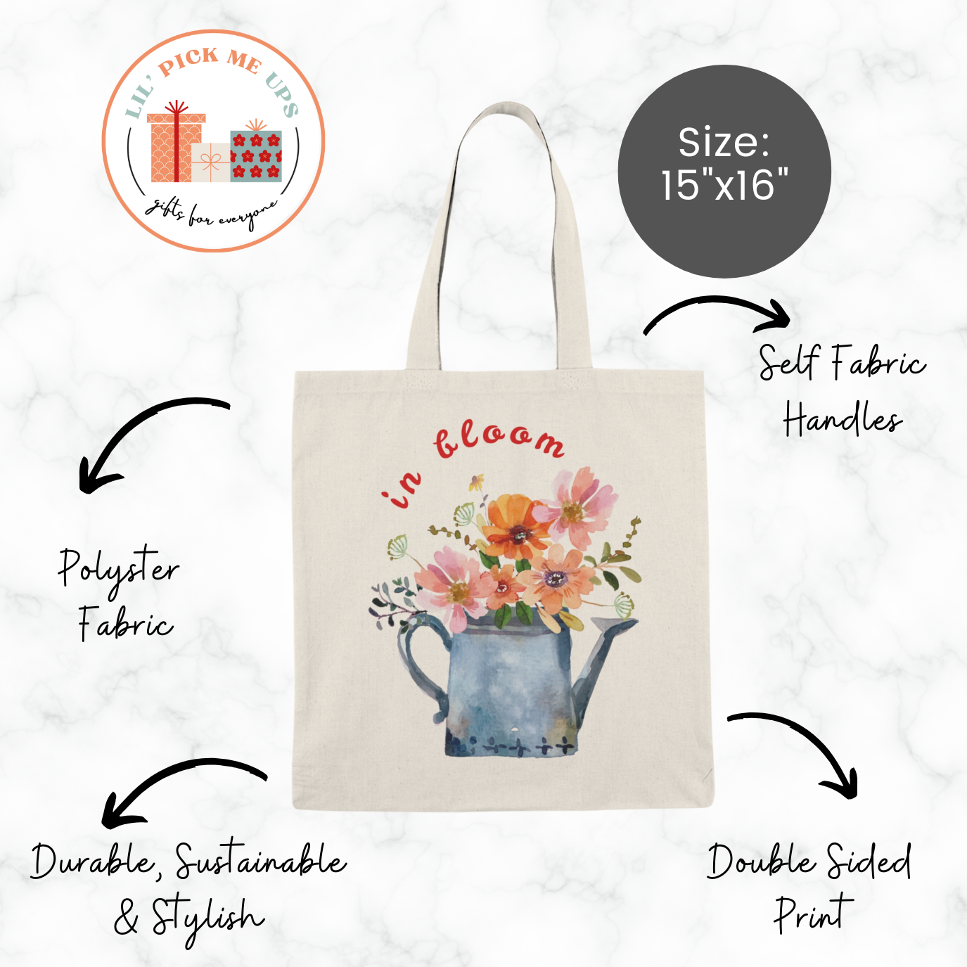 In bloom Natural Cotton Canva Floral Tote Bag