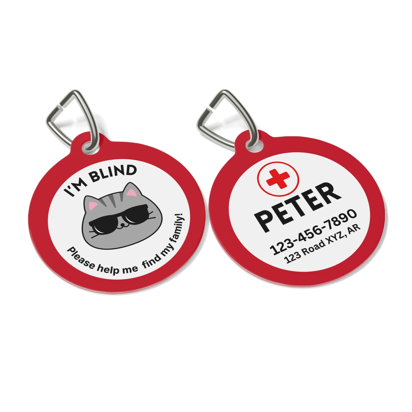 Pet Tag - Medical ID Tag for Blind Cats