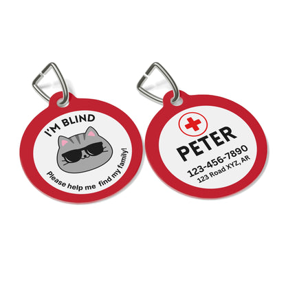 Pet Tag - Medical ID Tag for Blind Cats