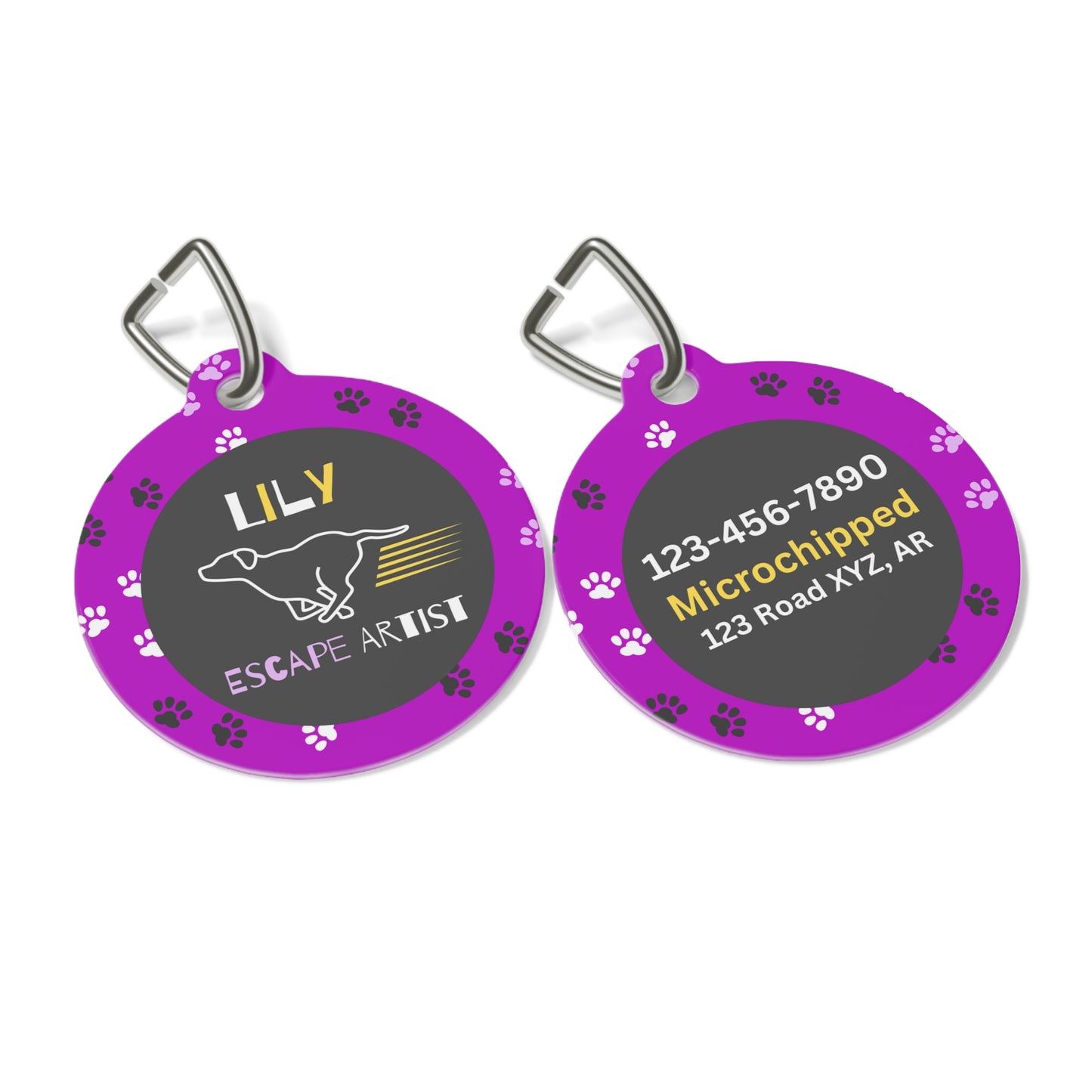 Pet Tag - Escape Artist in Purple