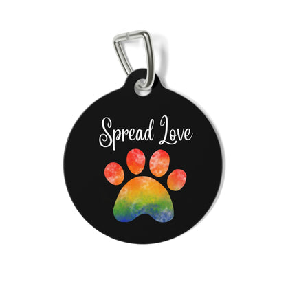 Pet Tag - Rainbow Paw Print Spread Love