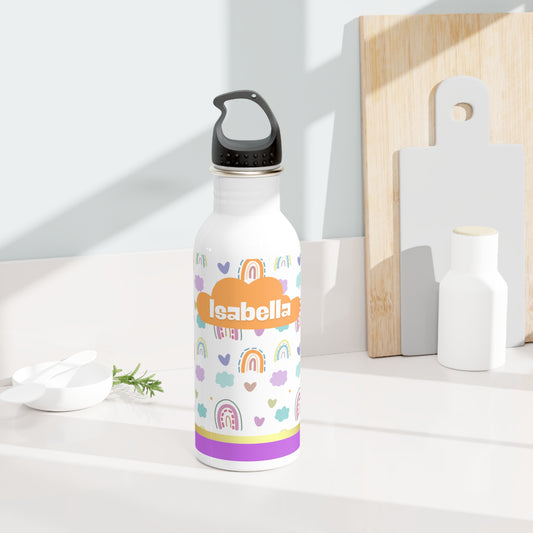 Personalized Water Bottle with Rainbows 20oz