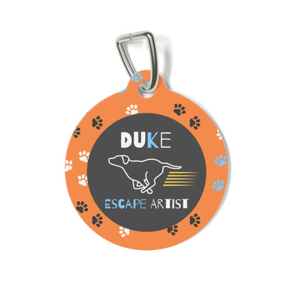 Pet Tag - Escape Artist in Orange