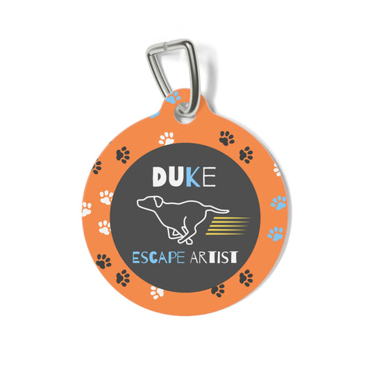 Pet Tag - Escape Artist in Orange